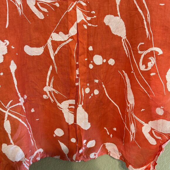 Lands Downunder 100% Linen Button Up Tunic Top Womens Medium Abstract  Artsy - Picture 5 of 9